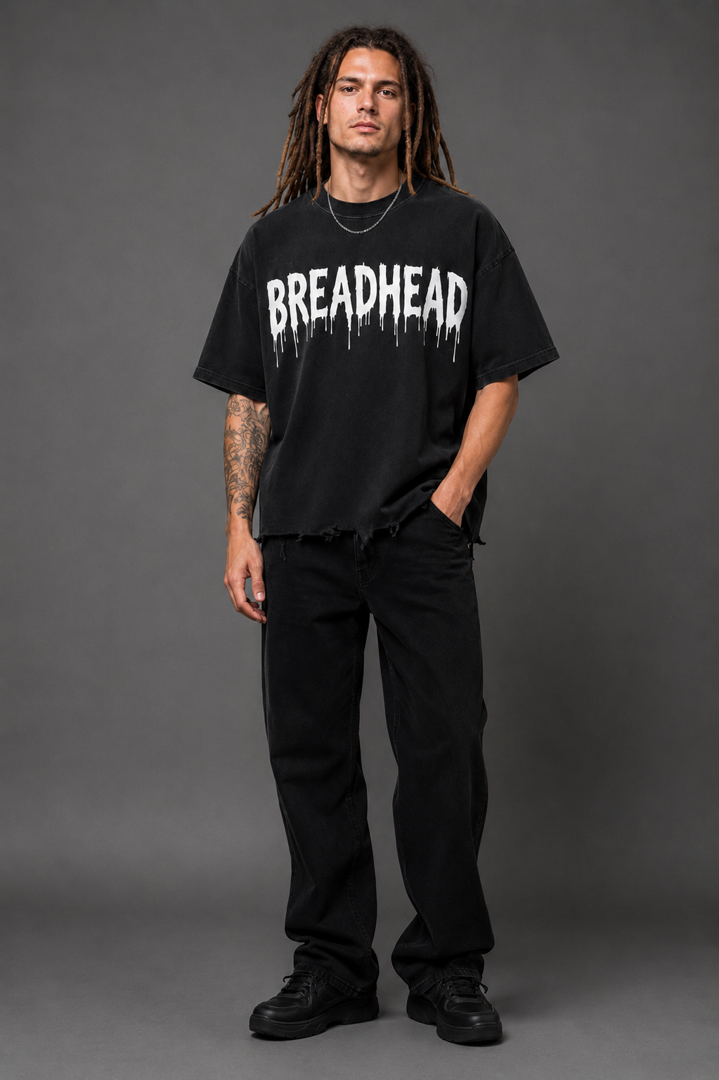 BREADHEAD DRIP RAW HEM T-Shirt
