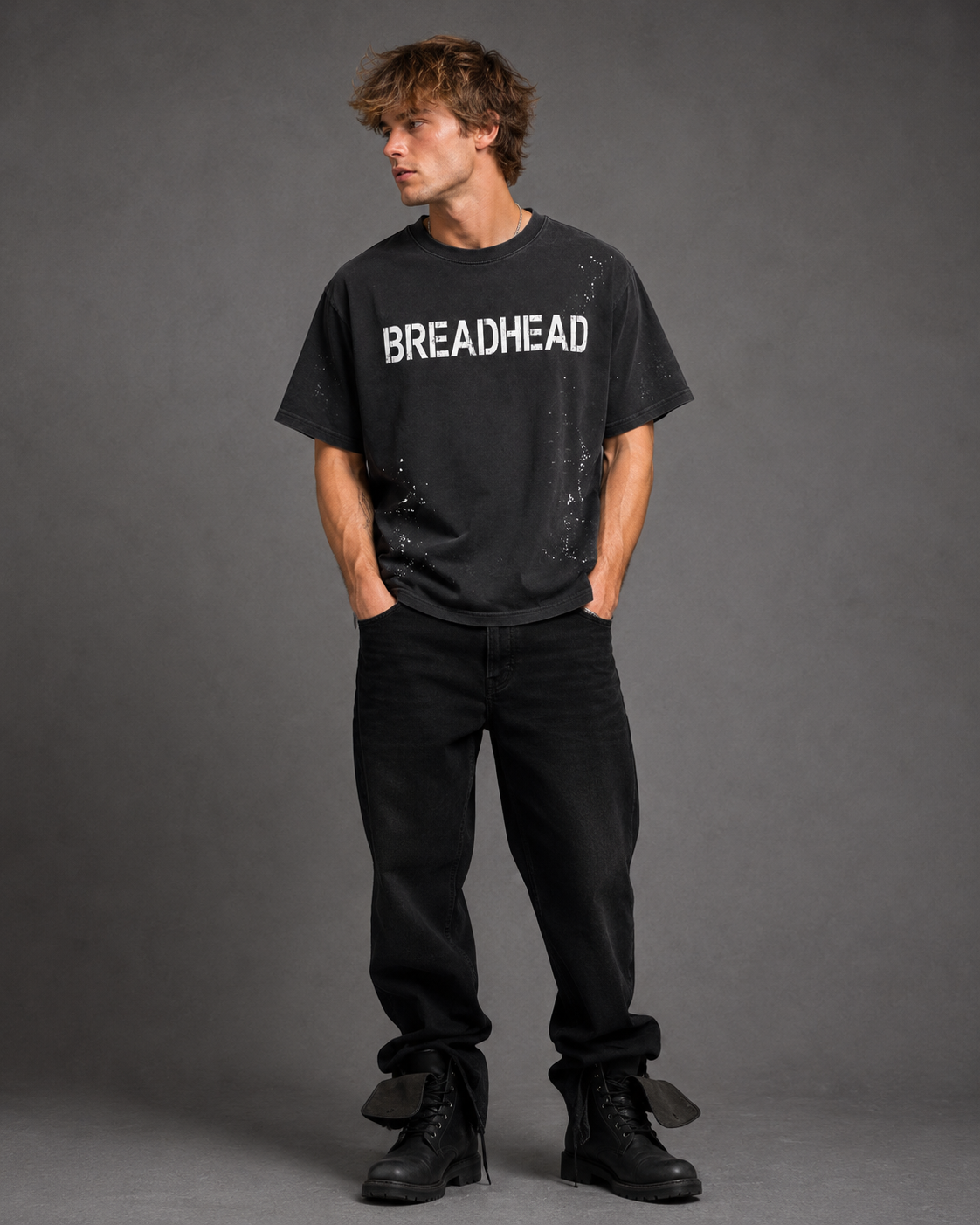 BREADHEAD Frayed Sunfade Paint Splatter T-Shirt